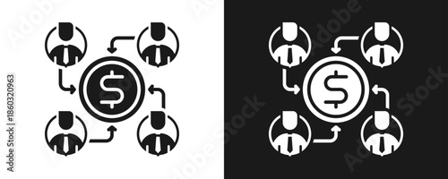 Mutual Fund Icon Set Glyph In White And Black Background