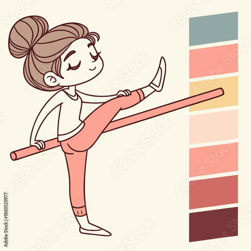 Cute girl practicing ballet at the barre