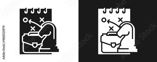 Business Strategy Icon Set Glyph In White And Black Background