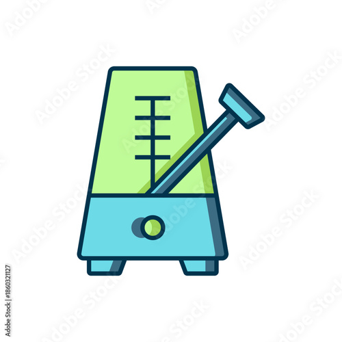 Filled outline Classic Metronome with pendulum in motion icon isolated on white background. Equipment of music and beat mechanism. Flat filled outline style with shadow. Vector