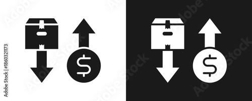 Deflation Icon Set Glyph In White And Black Background