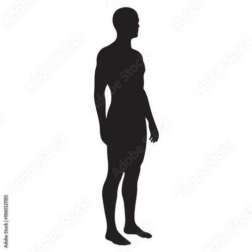 Standing male silhouette in profile black