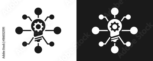 Innovation Icon Set Glyph In White And Black Background