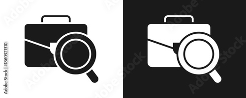 Job Opportunities Icon Set Glyph In White And Black Background