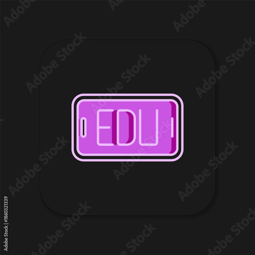Filled outline Online education and graduation icon isolated on black background. Online teacher on monitor. Webinar and video seminar learning. Flat filled outline style with shadow. Vector