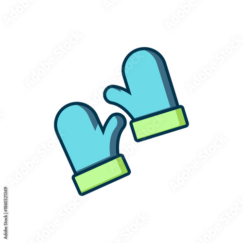 Filled outline Pair of knitted christmas mittens icon isolated on white background. Mitten icon. Merry Christmas and Happy New Year. Flat filled outline style with shadow. Vector