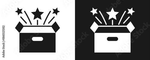 Giveaway Icon Set Glyph In White And Black Background
