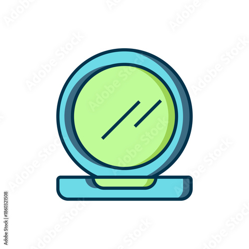 Filled outline Makeup powder with mirror icon isolated on white background. Flat filled outline style with shadow. Vector