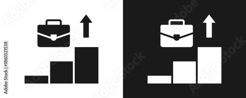 Career Path Icon Set Glyph In White And Black Background