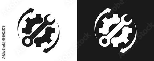 Maintenance Icon Set Glyph In White And Black Background