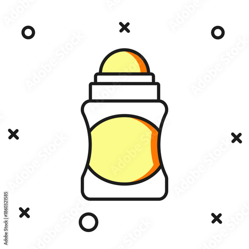 Filled outline Antiperspirant deodorant roll icon isolated on white background. Cosmetic for body hygiene. Flat filled outline style with shadow. Vector