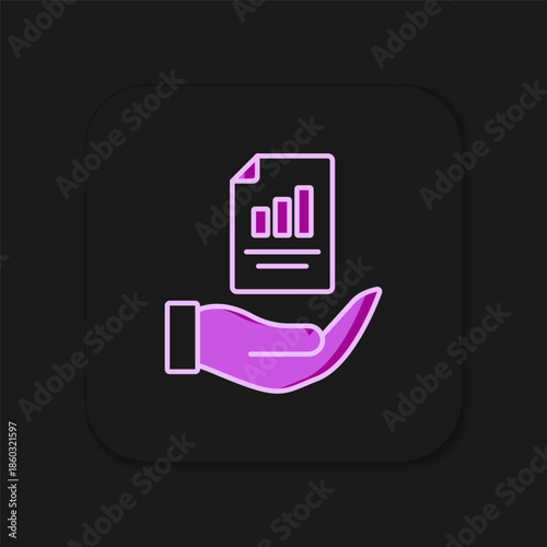 Filled outline Contract in hand icon isolated on black background. Insurance concept. Security, safety, protection, protect concept. Flat filled outline style with shadow. Vector