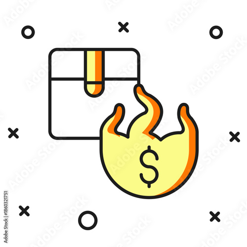 Filled outline Hot price icon isolated on white background. Flat filled outline style with shadow. Vector