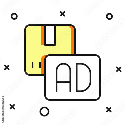 Filled outline Advertising icon isolated on white background. Concept of marketing and promotion process. Responsive ads. Social media advertising. Flat filled outline style with shadow. Vector