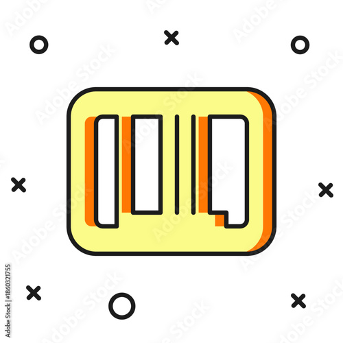 Filled outline Barcode icon isolated on white background. Flat filled outline style with shadow. Vector