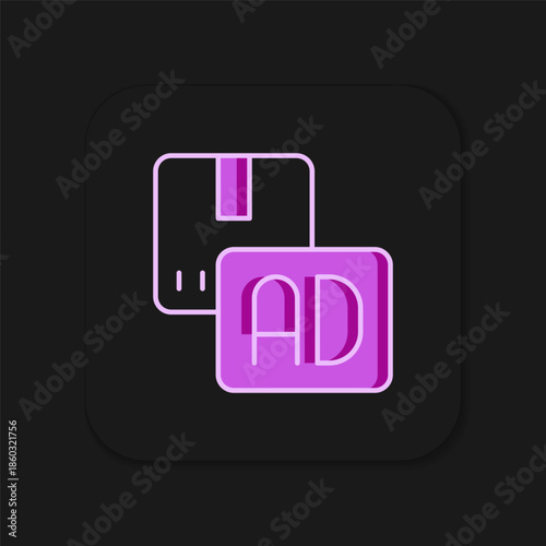 Filled outline Advertising icon isolated on black background. Concept of marketing and promotion process. Responsive ads. Social media advertising. Flat filled outline style with shadow. Vector