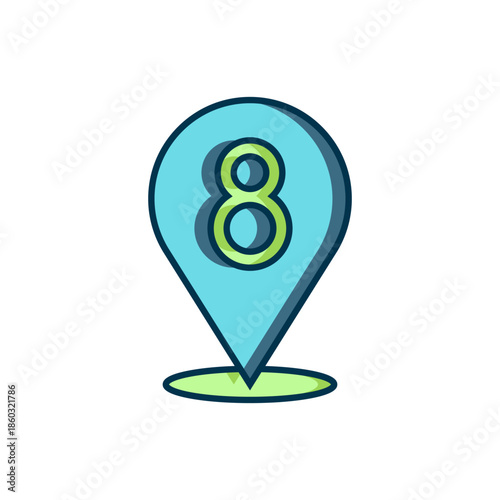 Filled outline 8 March icon isolated on white background. International Happy Women Day. Flat filled outline style with shadow. Vector