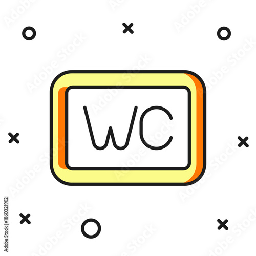 Filled outline Toilet icon isolated on white background. WC sign. Washroom. Flat filled outline style with shadow. Vector