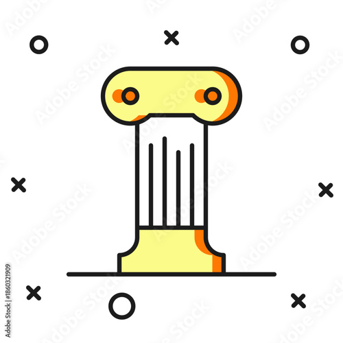 Filled outline Law pillar icon isolated on white background. Ancient column. Flat filled outline style with shadow. Vector