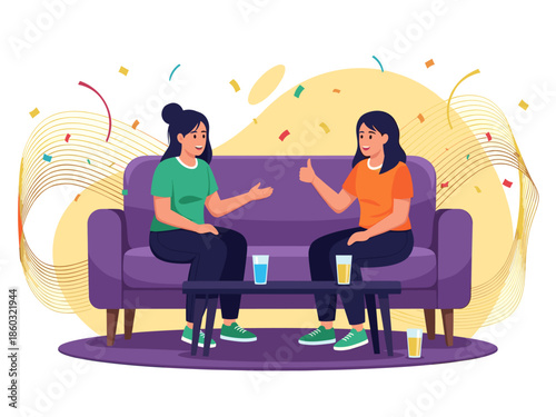 Women Discussing Business on Sofa