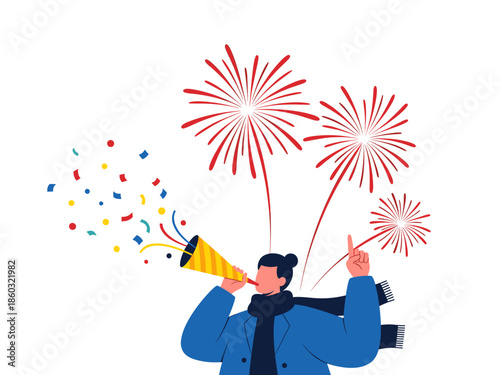 Celebrate Success with Fireworks Vector Illustration