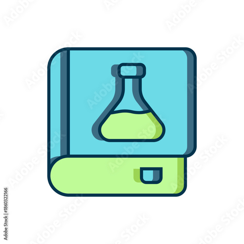 Filled outline Chemistry book icon isolated on white background. Flat filled outline style with shadow. Vector