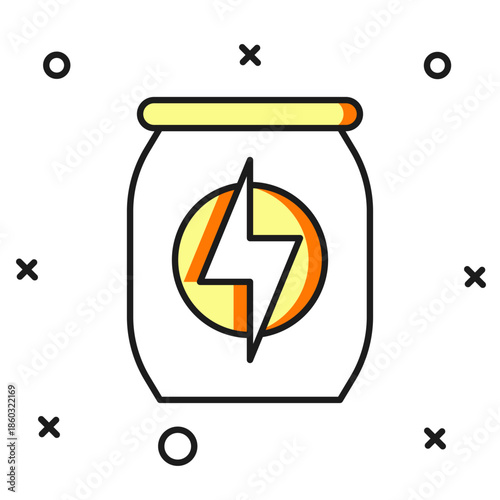 Filled outline Energy drink icon isolated on white background. Flat filled outline style with shadow. Vector
