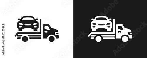 Roadside Assistance Icon Set Glyph In White And Black Background
