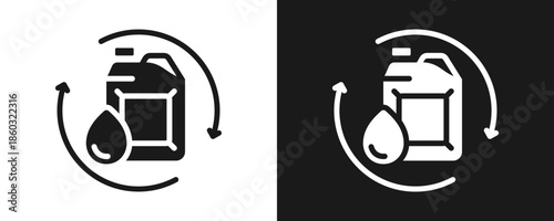 Oil Changes Icon Set Glyph In White And Black Background