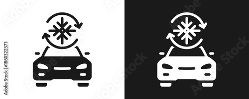 Air Conditioner Icon Set Glyph In White And Black Background