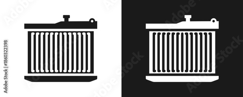 Radiator Icon Set Glyph In White And Black Background