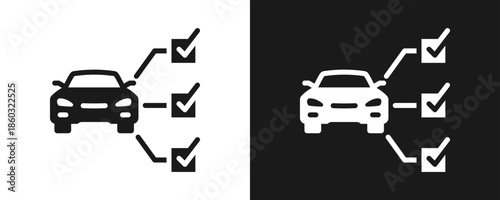 Car Specification Icon Set Glyph In White And Black Background