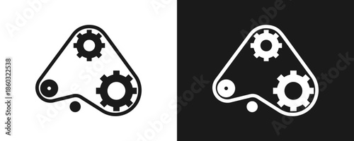 Timing Belt Icon Set Glyph In White And Black Background