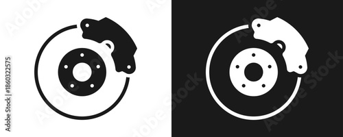 Brake Repair Icon Set Glyph In White And Black Background