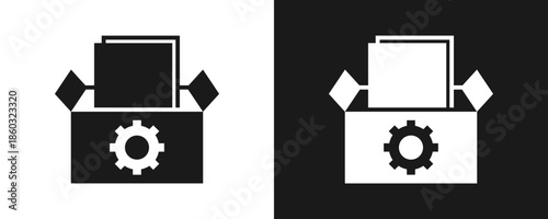 Storage Icon Set Glyph In White And Black Background