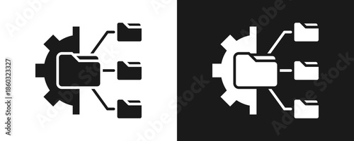 File Management Icon Set Glyph In White And Black Background