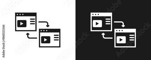 Related Content Icon Set Glyph In White And Black Background