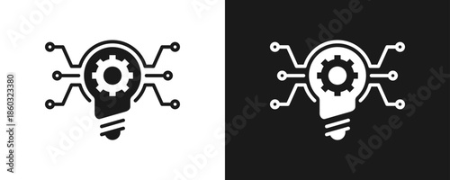 Idea Icon Set Glyph In White And Black Background