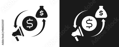 Conversion Icon Set Glyph In White And Black Background