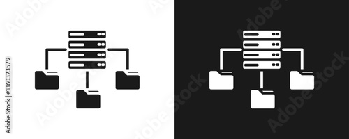 Repository Icon Set Glyph In White And Black Background
