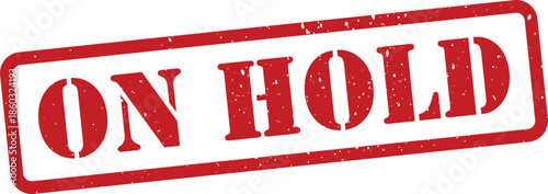 Red ON HOLD stamp with white background