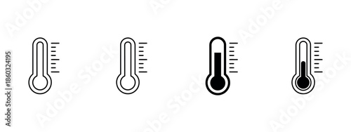 Thermometer Icon Set Vector – Temperature, Weather, and Climate Symbols