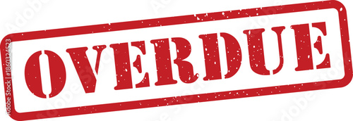 Red overdue stamp on white background