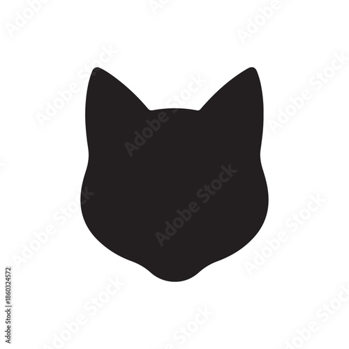 Cat head face silhouette icon vector flat design