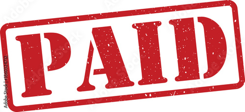 Red paid stamp on white background