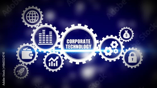 Corporate Technology Concept with Gears and on Blue Background business technology gear innovation