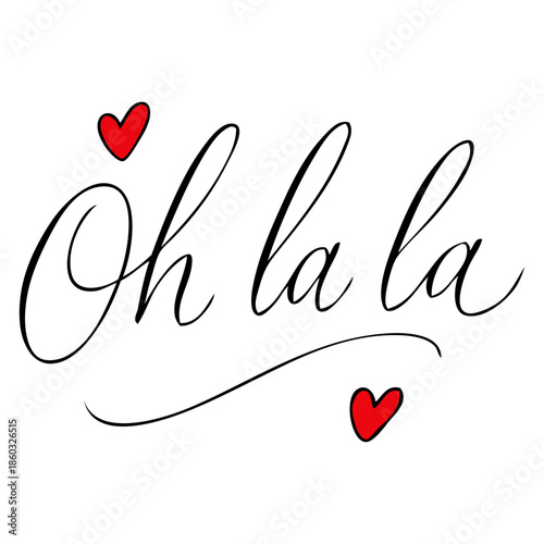 Logo con texto caligráfico Oh la la con corazones 