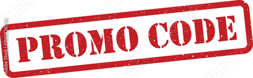 Red promo code rubber stamp