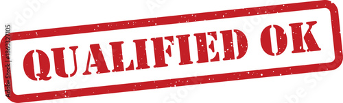 Red Qualified OK stamp on white background