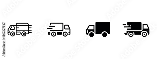 Truck Icon Set Vector. Delivery and Shipping Symbols for Logistics, Transportation, and E-commerce Interface Design